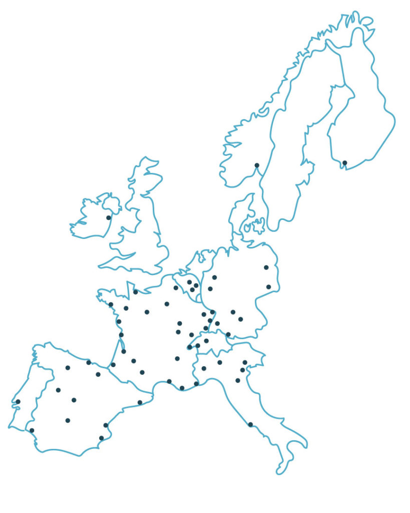 Carte des partenariats Affluences en Europe